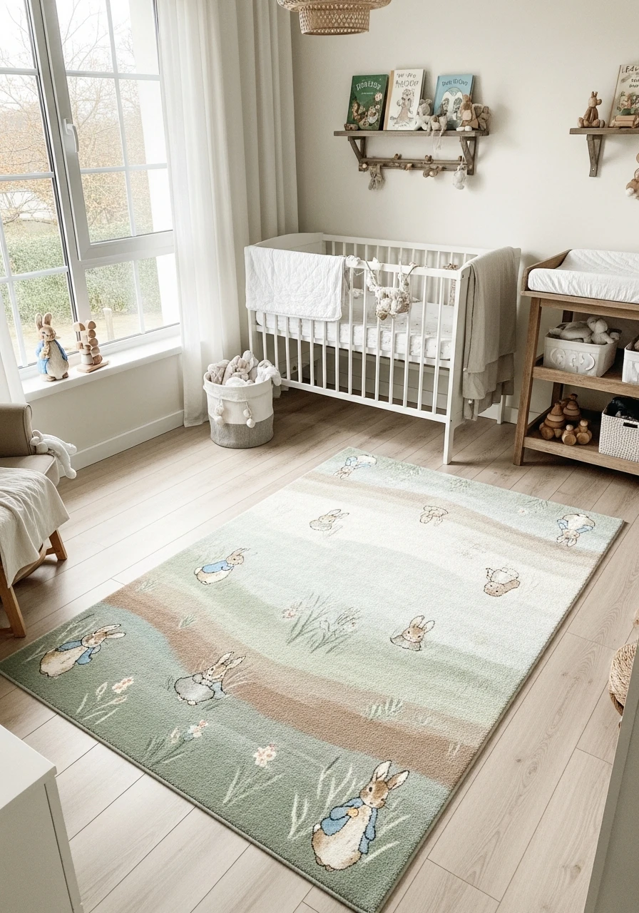 Meadow and Bunny Area Rug - Peter Rabbit Nursery Ideas: Create a Magical Space!
