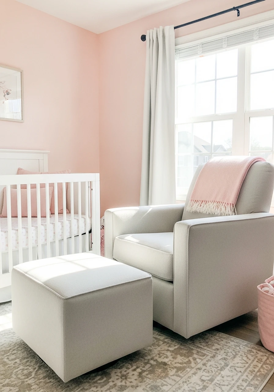 Gray or Cream Glider - 35 Chic Pink Nursery Ideas That Look Instantly High-End