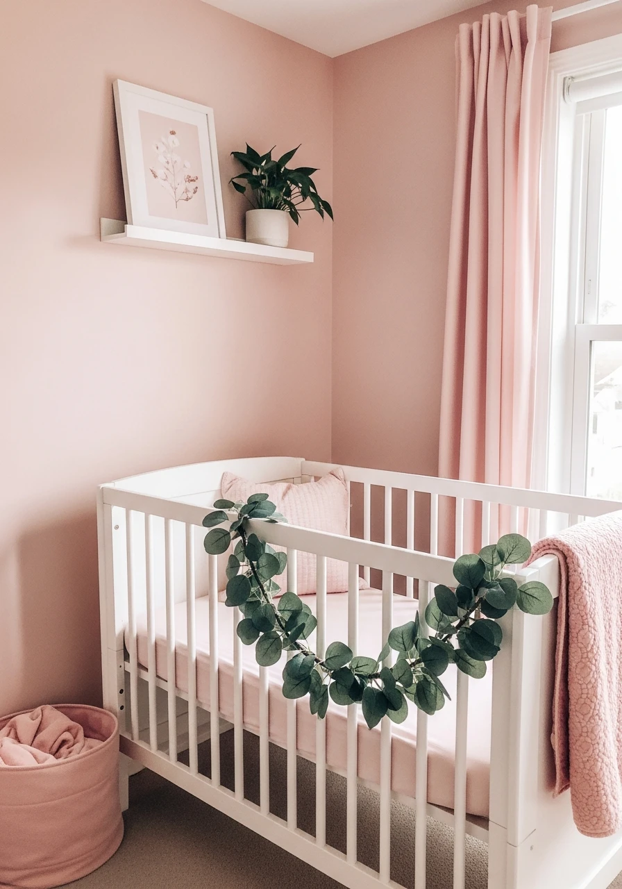 Pops of Greenery - 35 Chic Pink Nursery Ideas That Look Instantly High-End