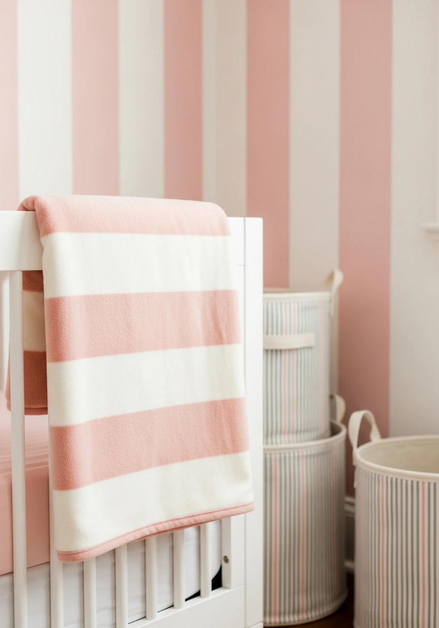 Simple Striped Patterns - 35 Chic Pink Nursery Ideas That Look Instantly High-End