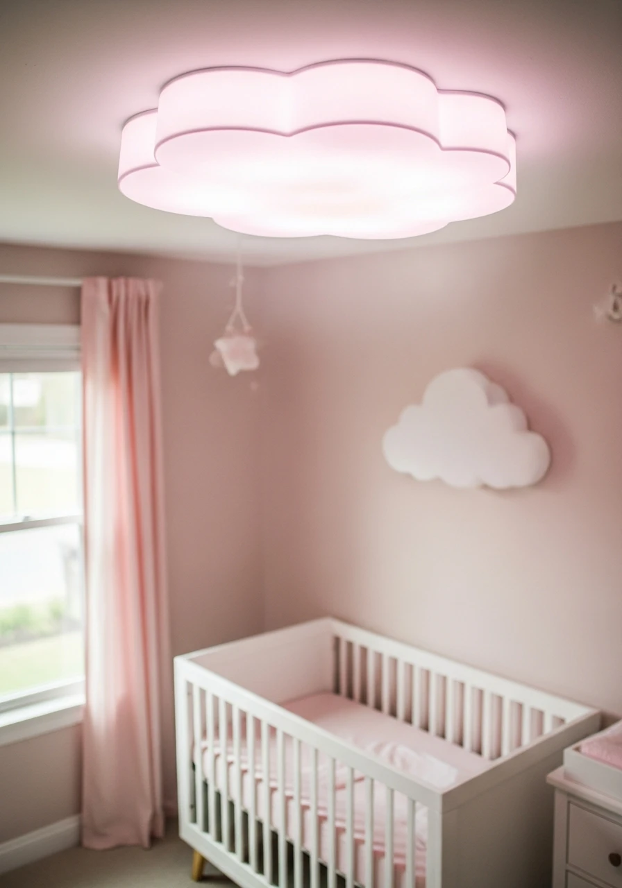 Whimsical Cloud Lighting - 35 Chic Pink Nursery Ideas That Look Instantly High-End