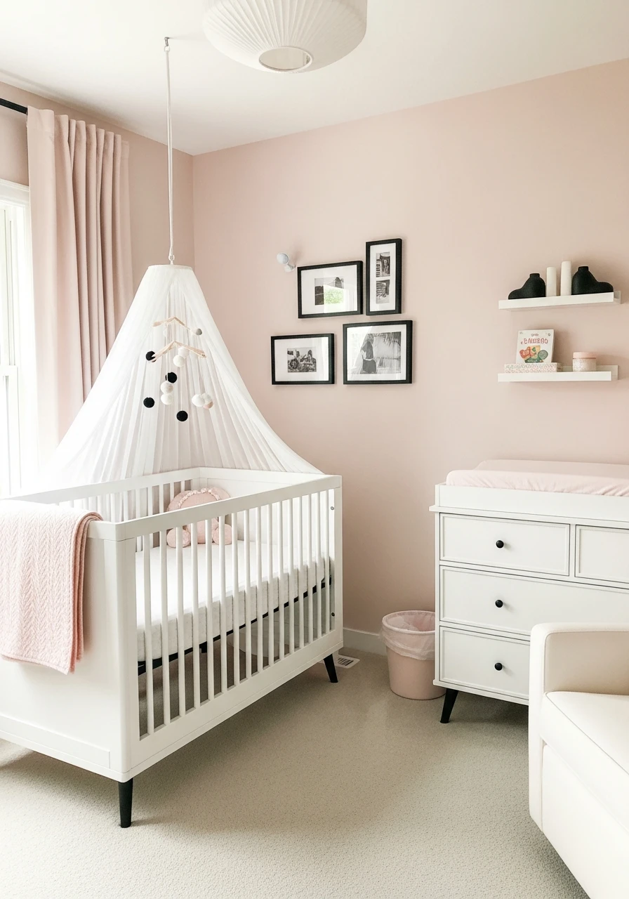 Use Black Contrast - 35 Chic Pink Nursery Ideas That Look Instantly High-End