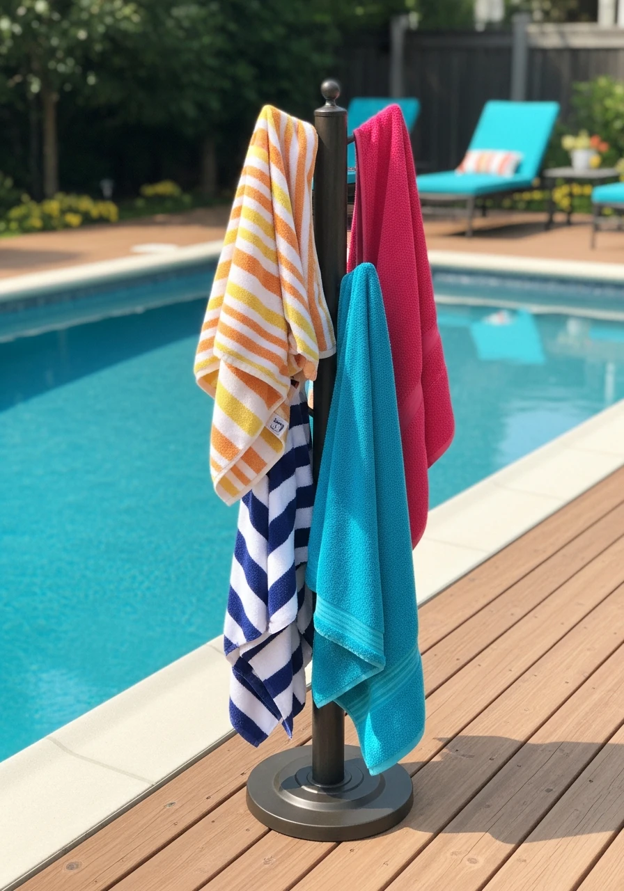 Towel Tree By The Pool - 35 Brilliant Pool Towel Storage Ideas for a Tidy Oasis