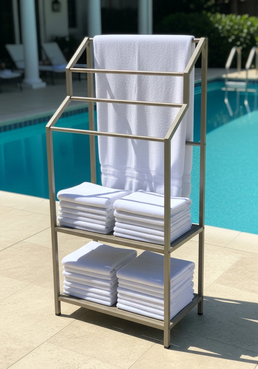 Hotel Towel Valet - 35 Brilliant Pool Towel Storage Ideas for a Tidy Oasis
