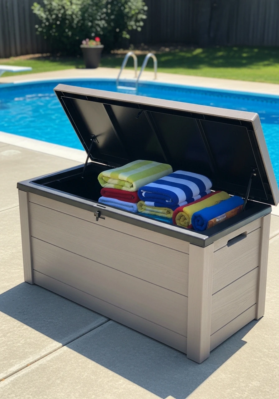 Deck Box Towel Storage - 35 Brilliant Pool Towel Storage Ideas for a Tidy Oasis