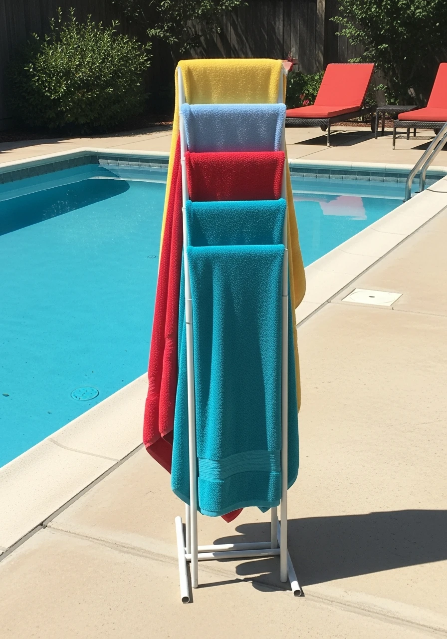Slim Vertical Towel Rack - 35 Brilliant Pool Towel Storage Ideas for a Tidy Oasis