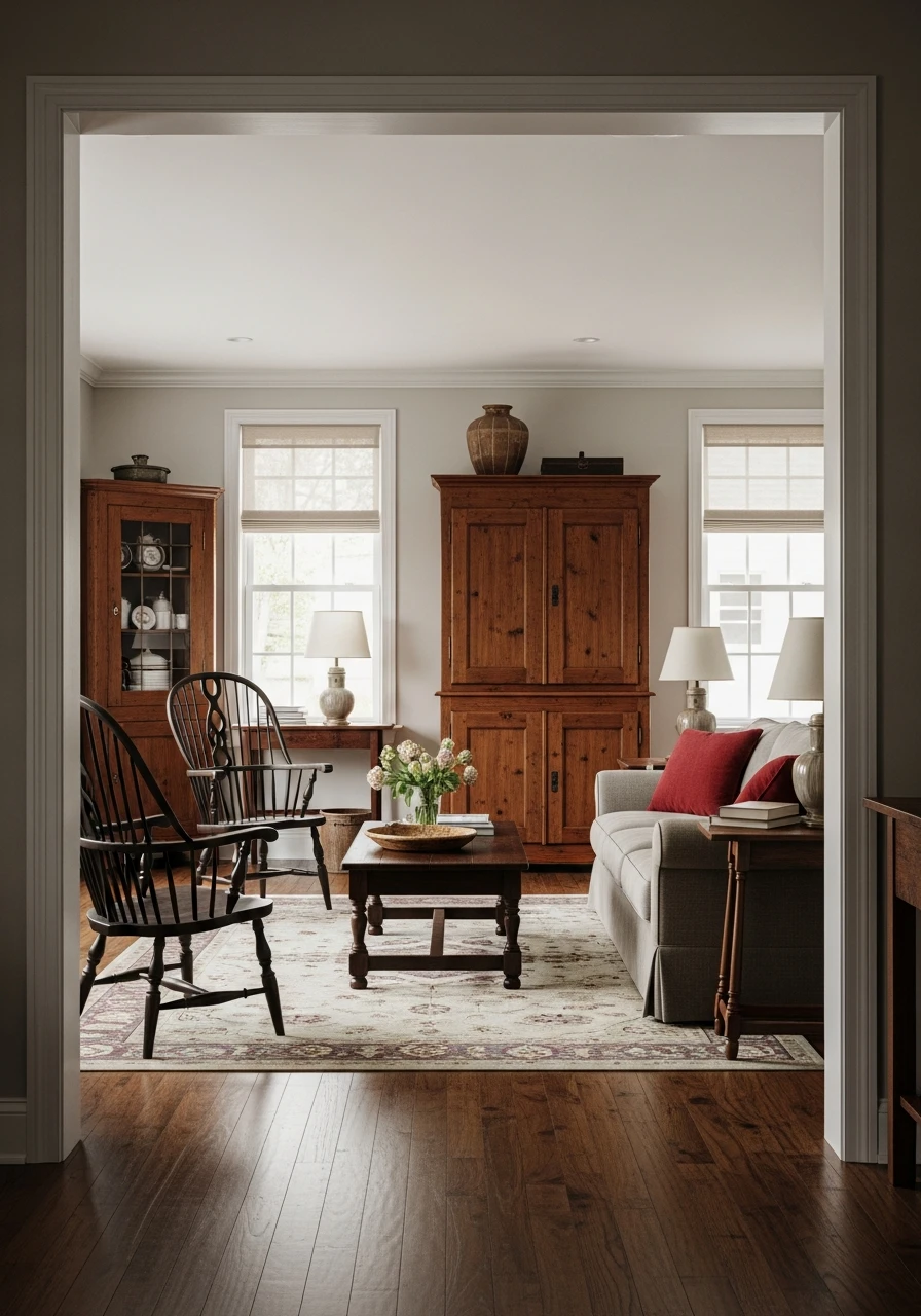 Colonial Inspired Primitive Living Room