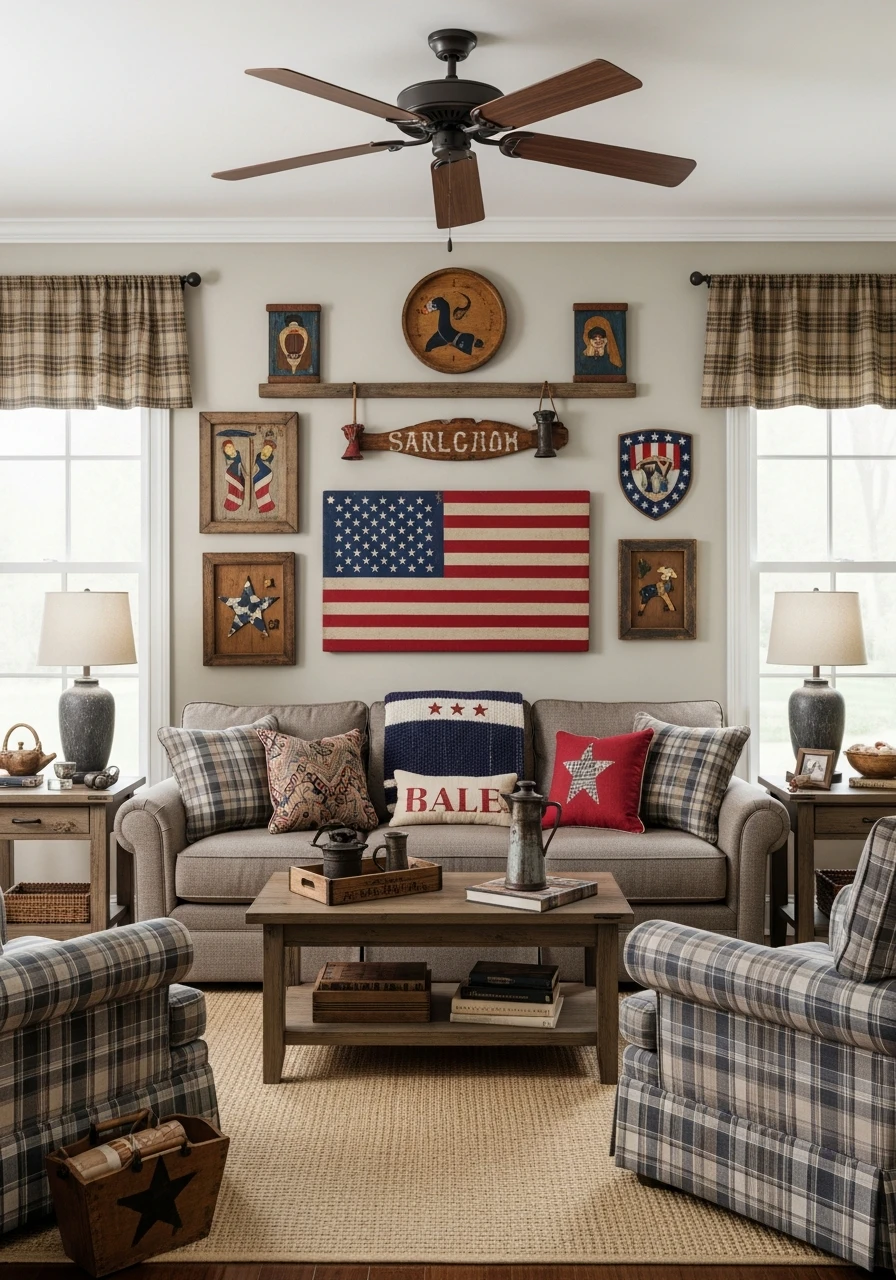 Primitive Living Room with Vintage Americana Decor