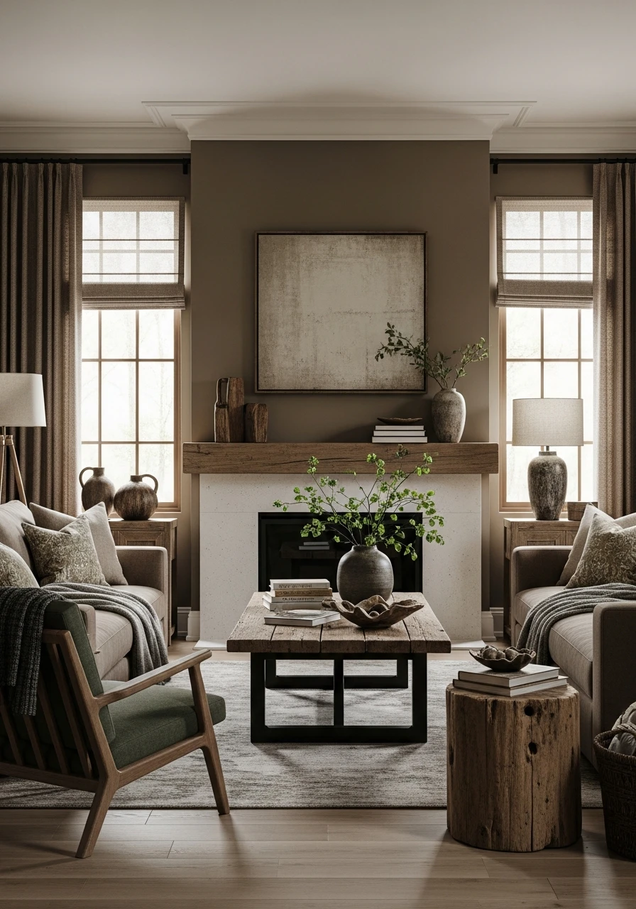 Earth-Tone Primitive Living Room Palette