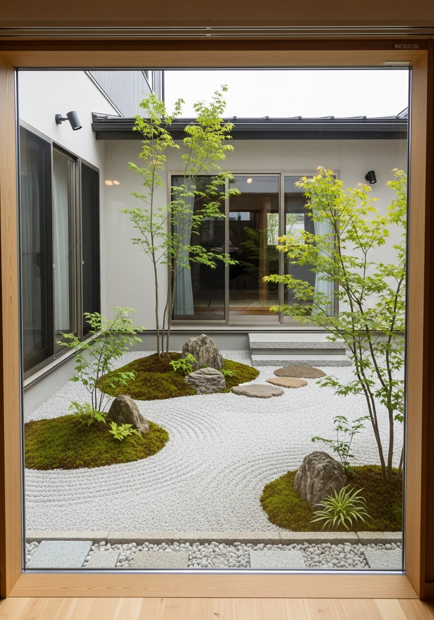 Indoor-Outdoor Japanese Courtyard Design