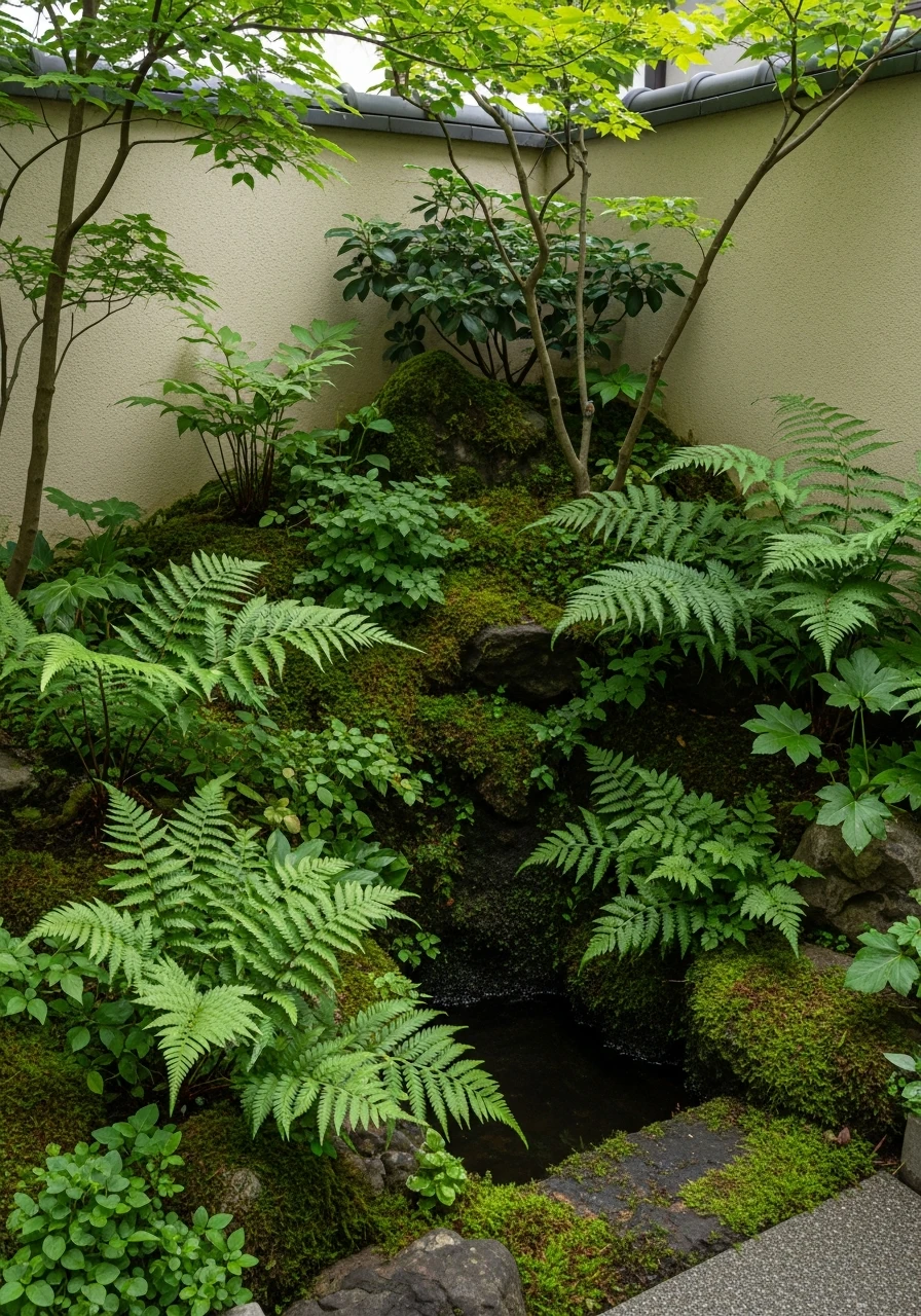 Small Japanese Fern Grotto Corner