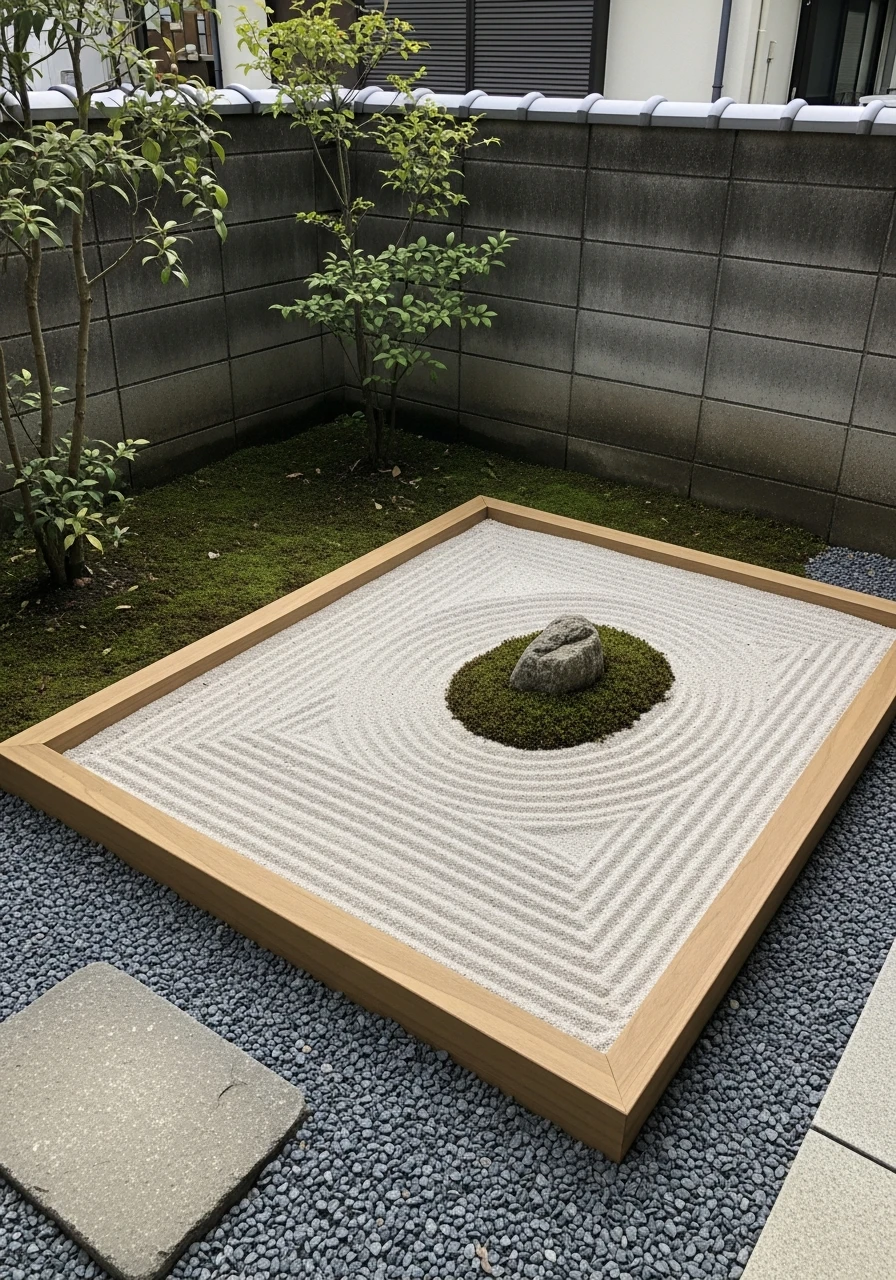 Framed Sand Garden With Wood Edging