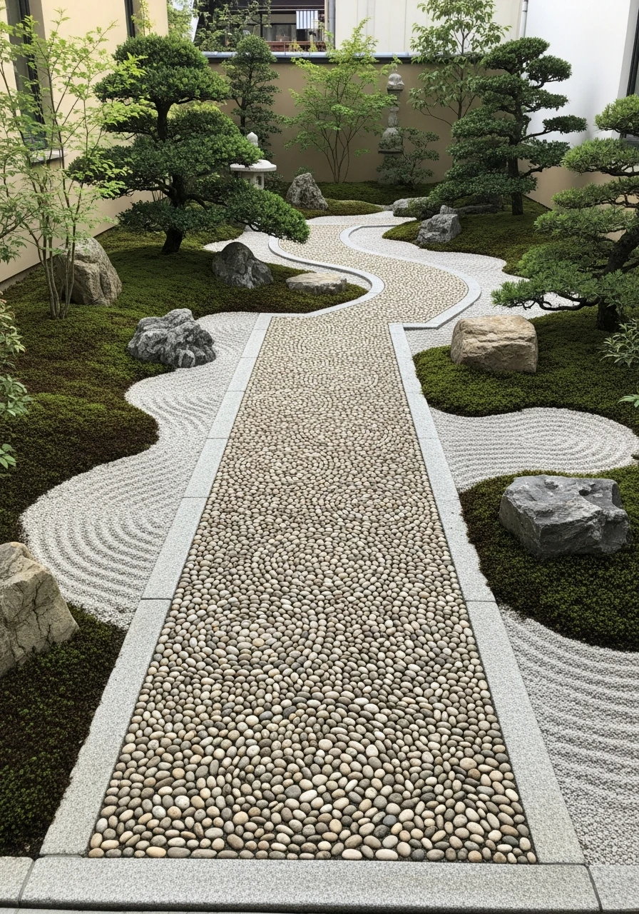 Pebble Mosaic Path Japanese Design