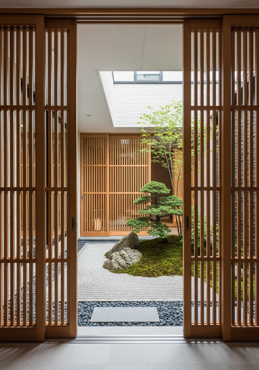Hidden Garden Behind Sliding Screen Panels