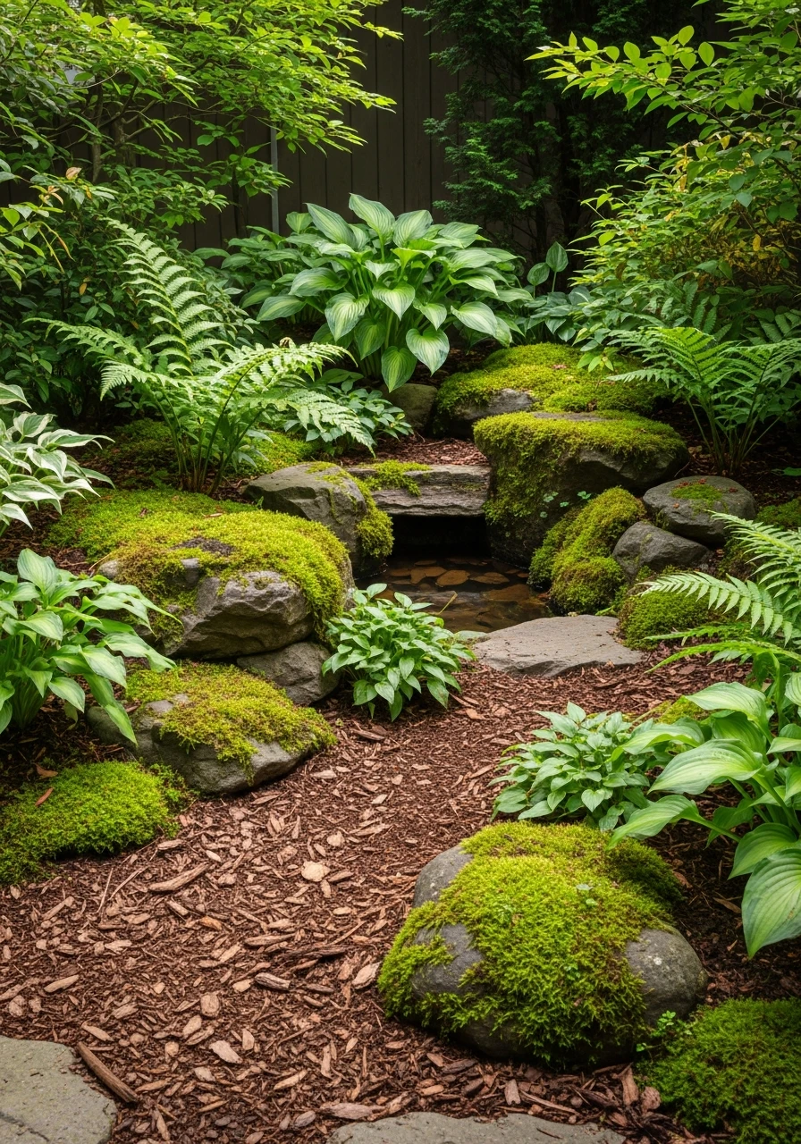 Shaded Woodland Japanese Garden Theme