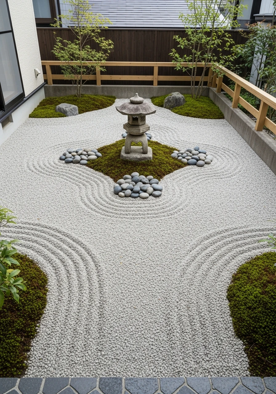Symmetrical Mini Courtyard Zen Design