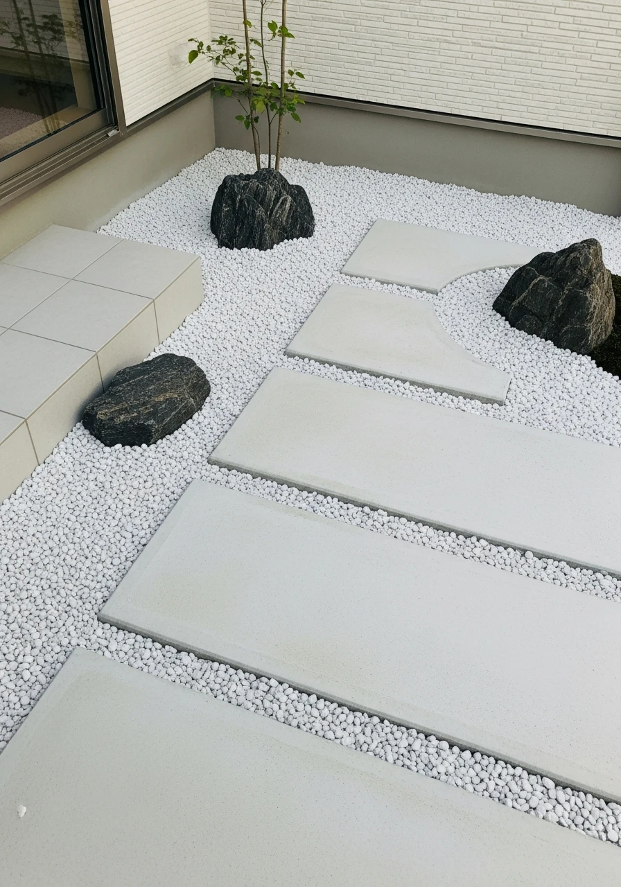 Minimalist Concrete and Gravel Zen Patio