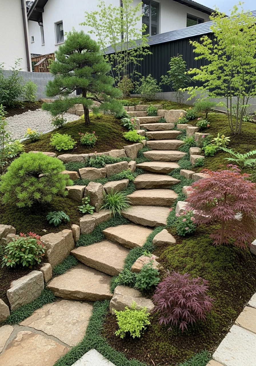 Small Hillside Terraced Japanese Garden