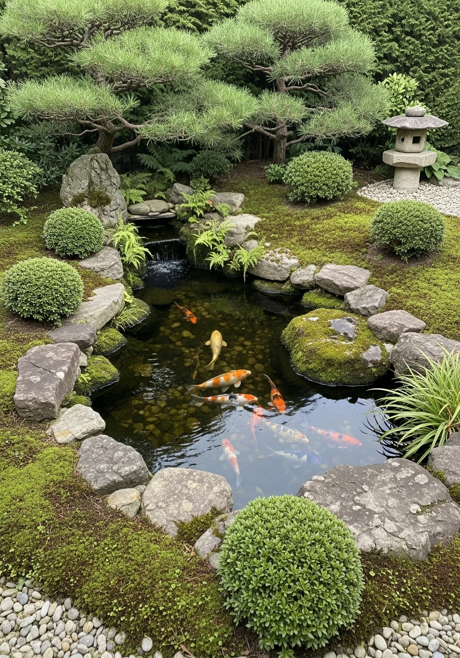 Mini Koi Pond With Natural Stone Edges
