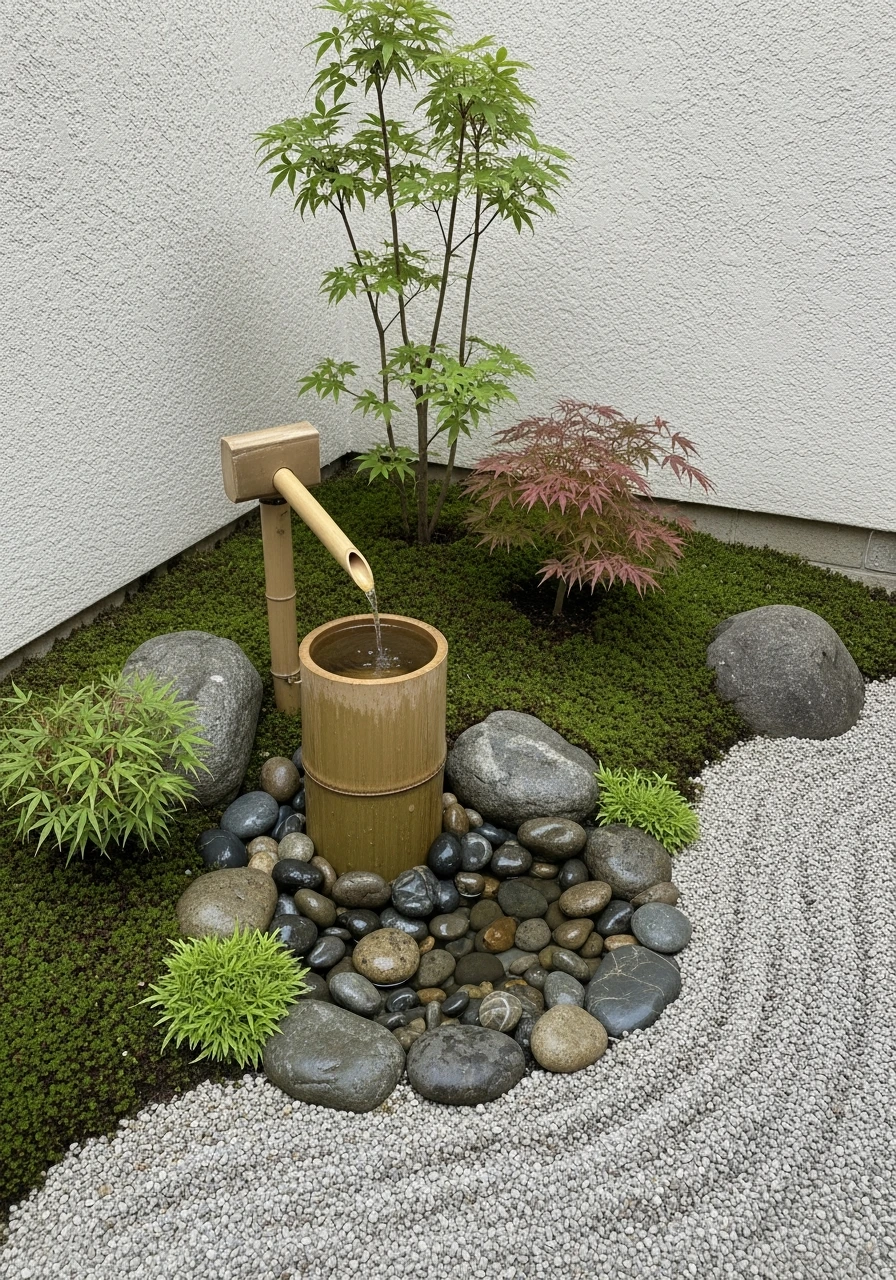 Compact Bamboo Water Fountain Corner