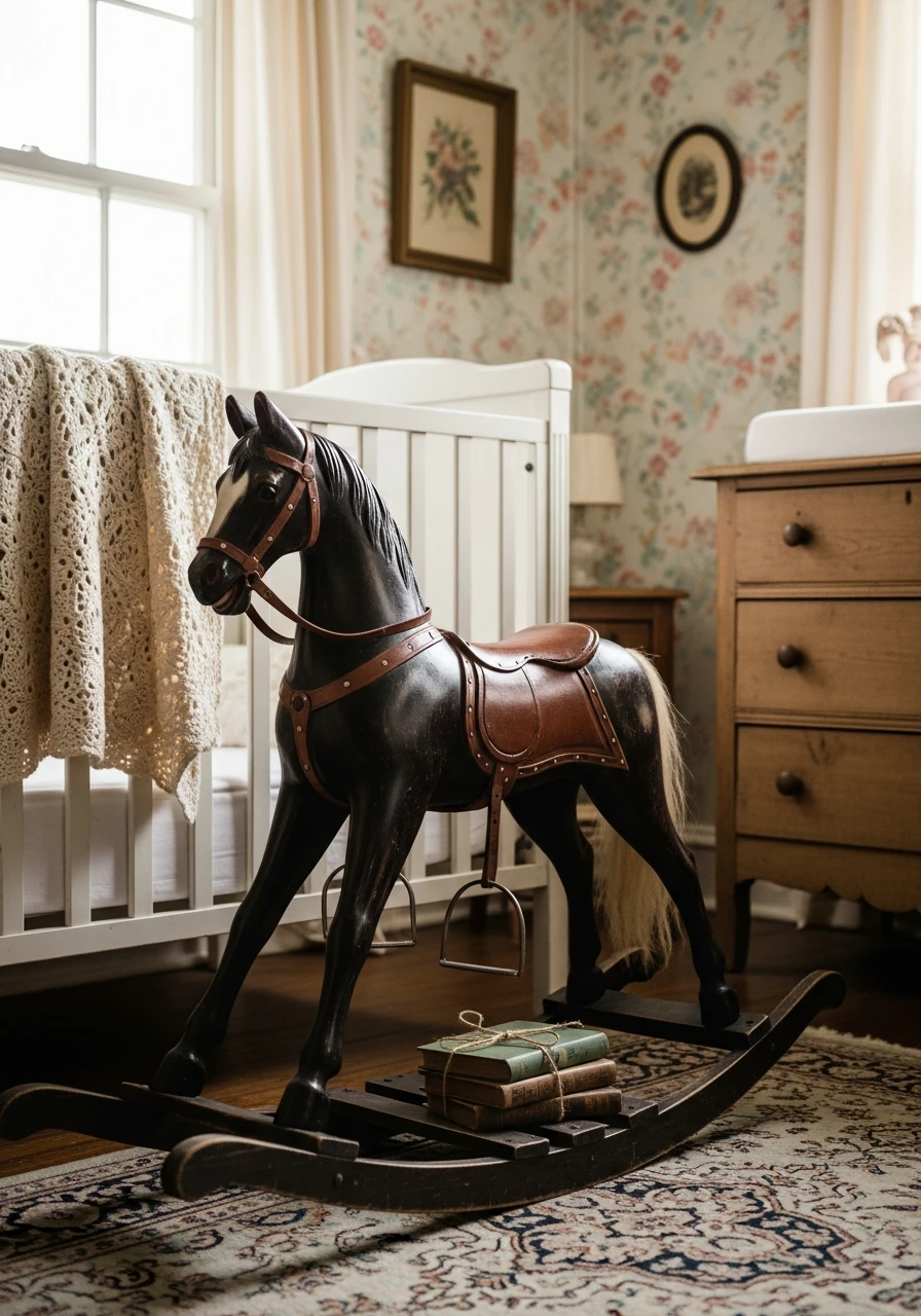 Wooden Rocking Horse - 35 Vintage Nursery Ideas That Look Expensive But Aren't