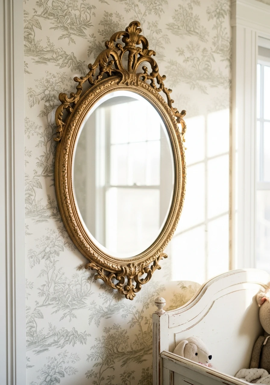 Gold Framed Mirror - 35 Vintage Nursery Ideas That Look Expensive But Aren't