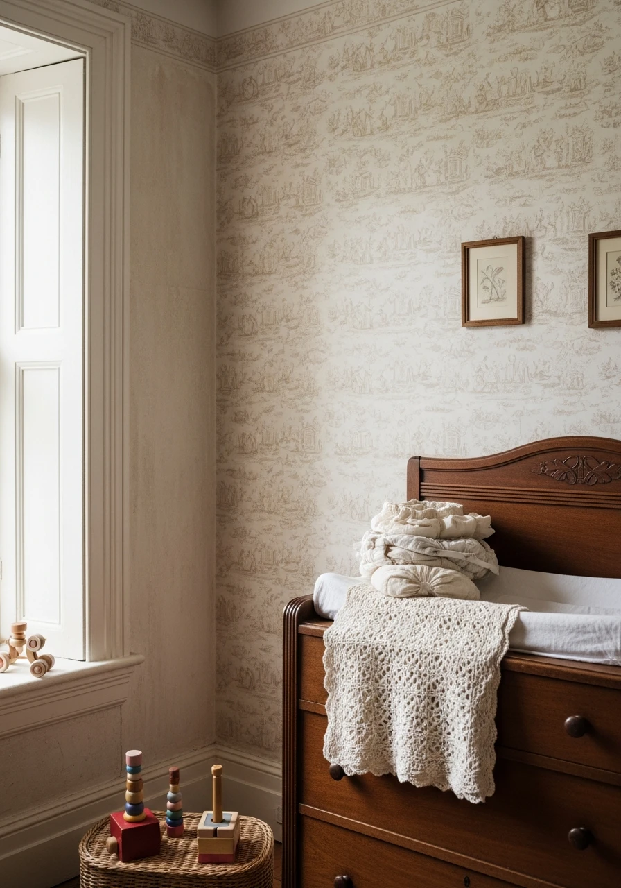 Wallpaper Accent Wall - 35 Vintage Nursery Ideas That Look Expensive But Aren't