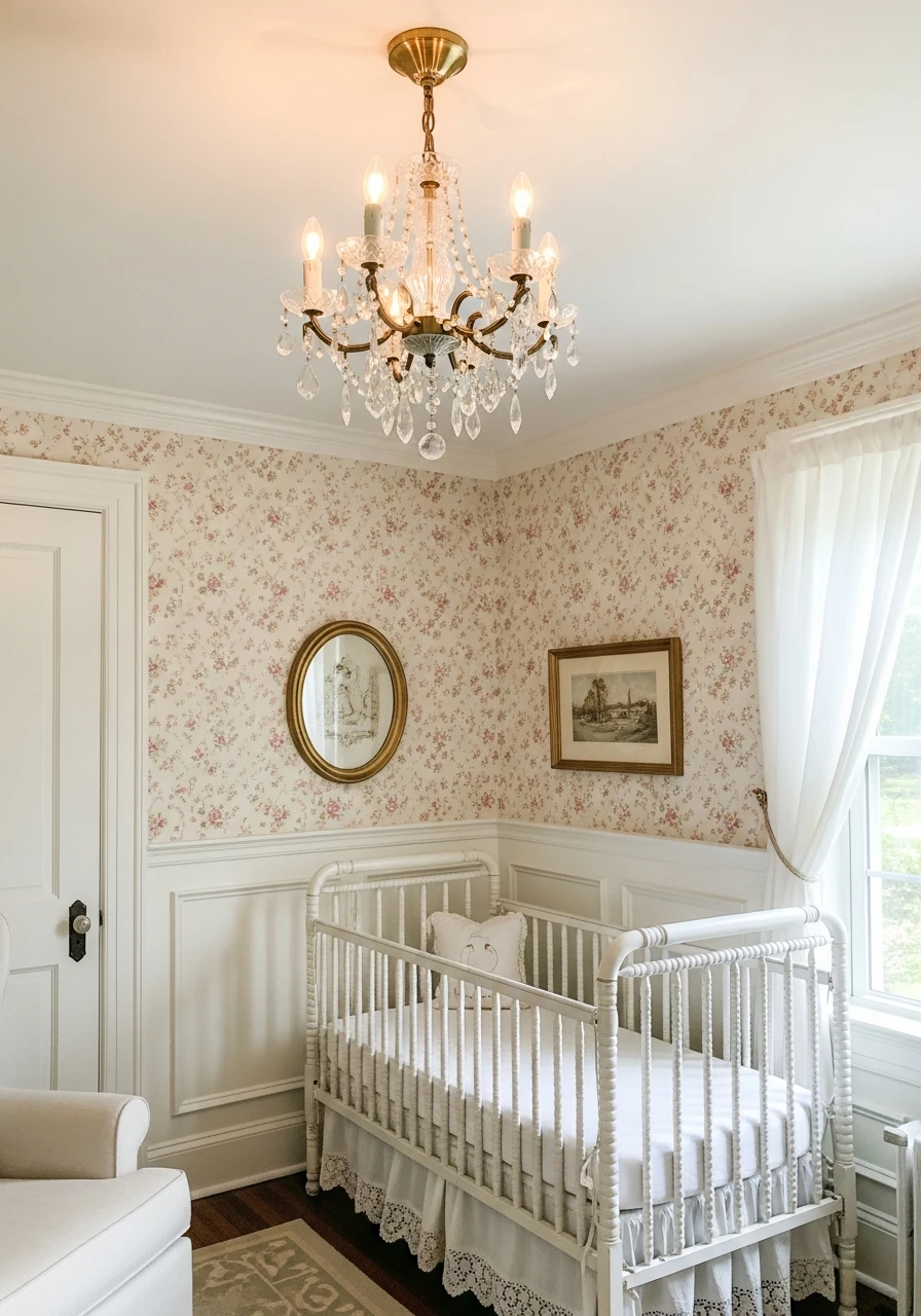 Crystal Chandelier Light - 35 Vintage Nursery Ideas That Look Expensive But Aren't