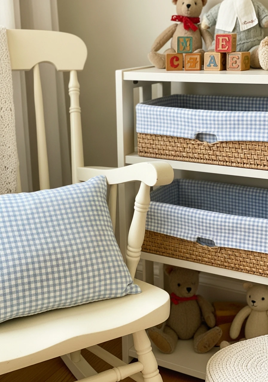 Gingham Pattern Textiles - 35 Vintage Nursery Ideas That Look Expensive But Aren't