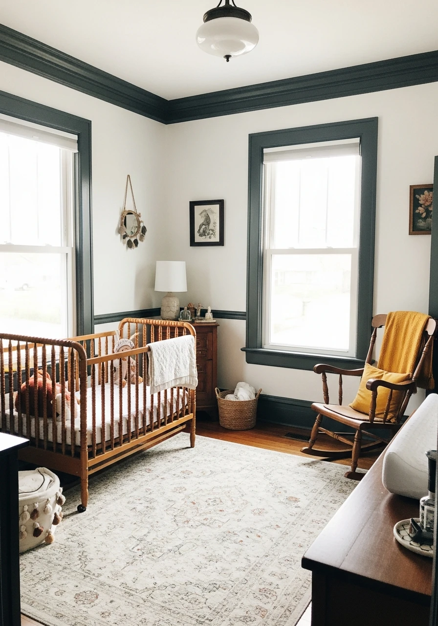 Dark Trim Molding - 35 Vintage Nursery Ideas That Look Expensive But Aren't