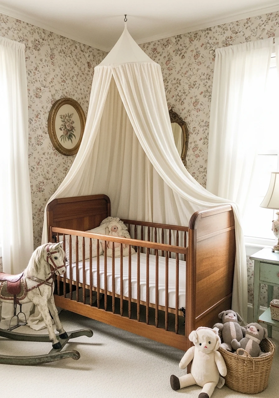 Sheer Canopy Drape - 35 Vintage Nursery Ideas That Look Expensive But Aren't