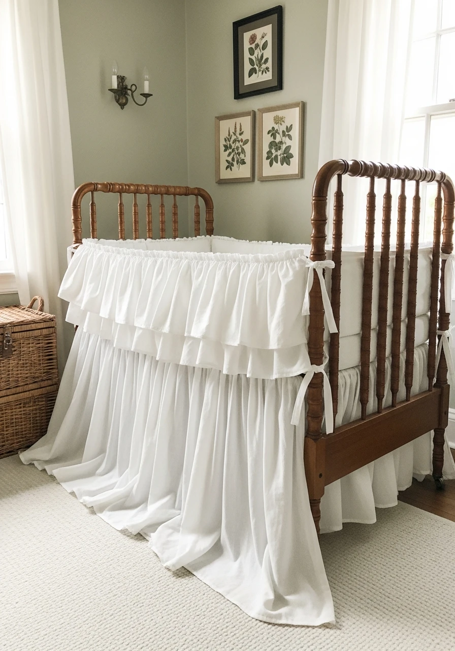 Ruffled Crib Skirt - 35 Vintage Nursery Ideas That Look Expensive But Aren't