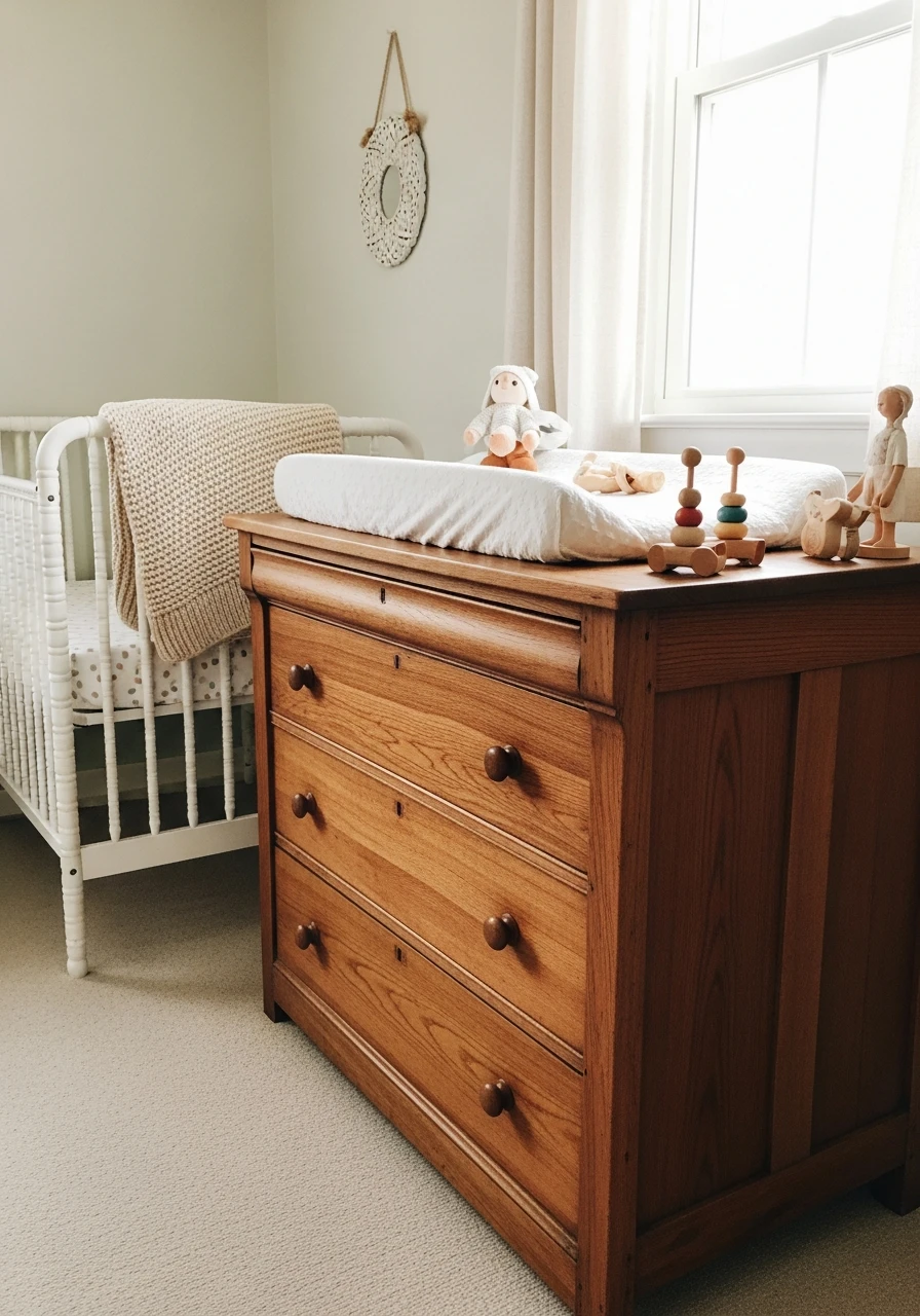 Antique Dresser Storage - 35 Vintage Nursery Ideas That Look Expensive But Aren't