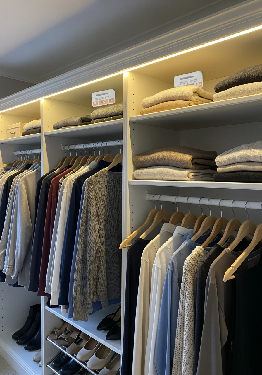 Install Battery Lighting - 50 Genius Walk In Closet Organization Ideas for a High-End Look