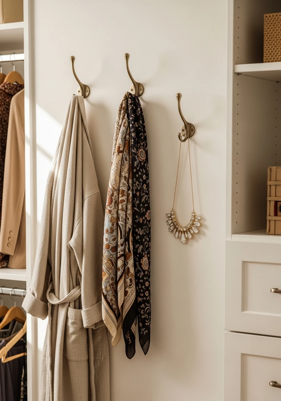 Utilize Wall Hooks - 50 Genius Walk In Closet Organization Ideas for a High-End Look