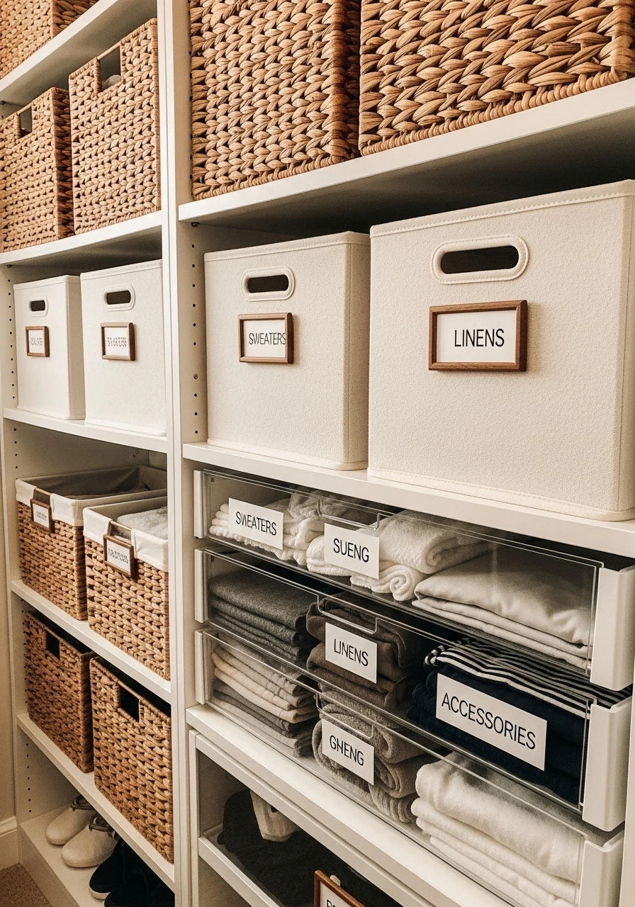 Invest In Good Labels - 50 Genius Walk In Closet Organization Ideas for a High-End Look