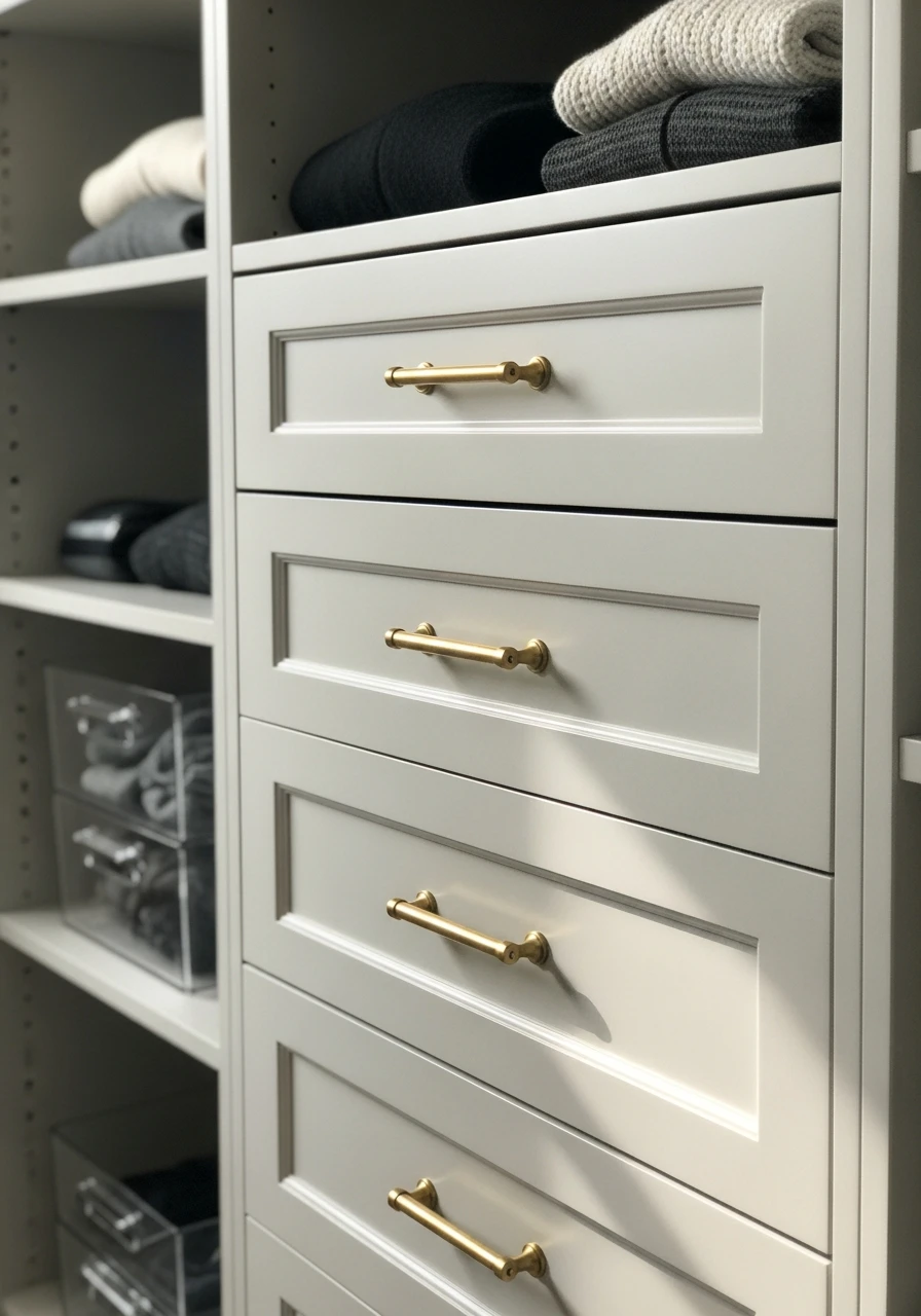Uniform Drawer Handles - 50 Genius Walk In Closet Organization Ideas for a High-End Look