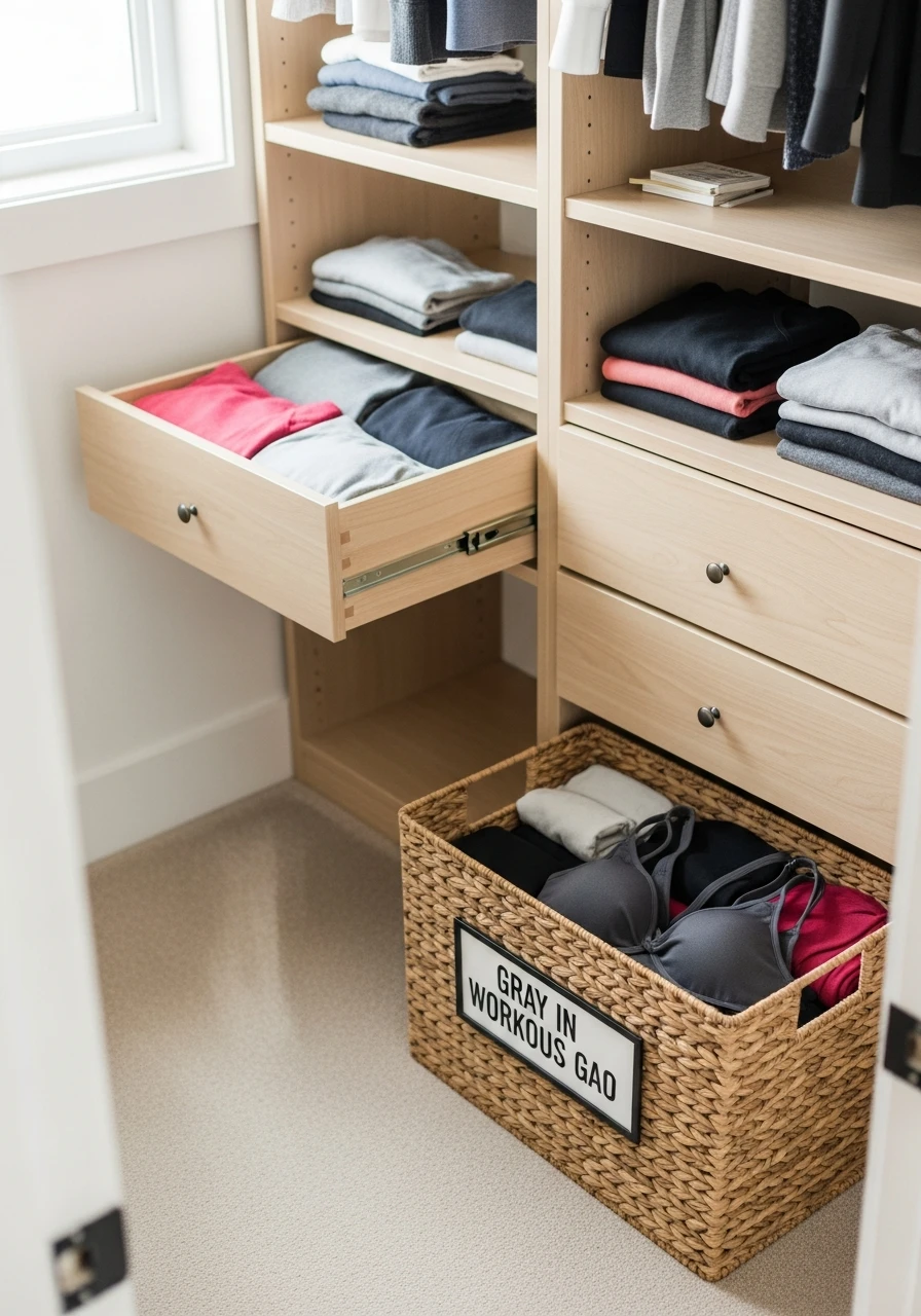 Separate Workout Gear - 50 Genius Walk In Closet Organization Ideas for a High-End Look