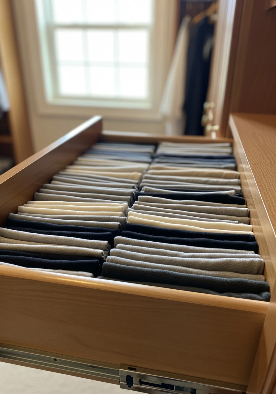 File Fold T-Shirts - 50 Genius Walk In Closet Organization Ideas for a High-End Look