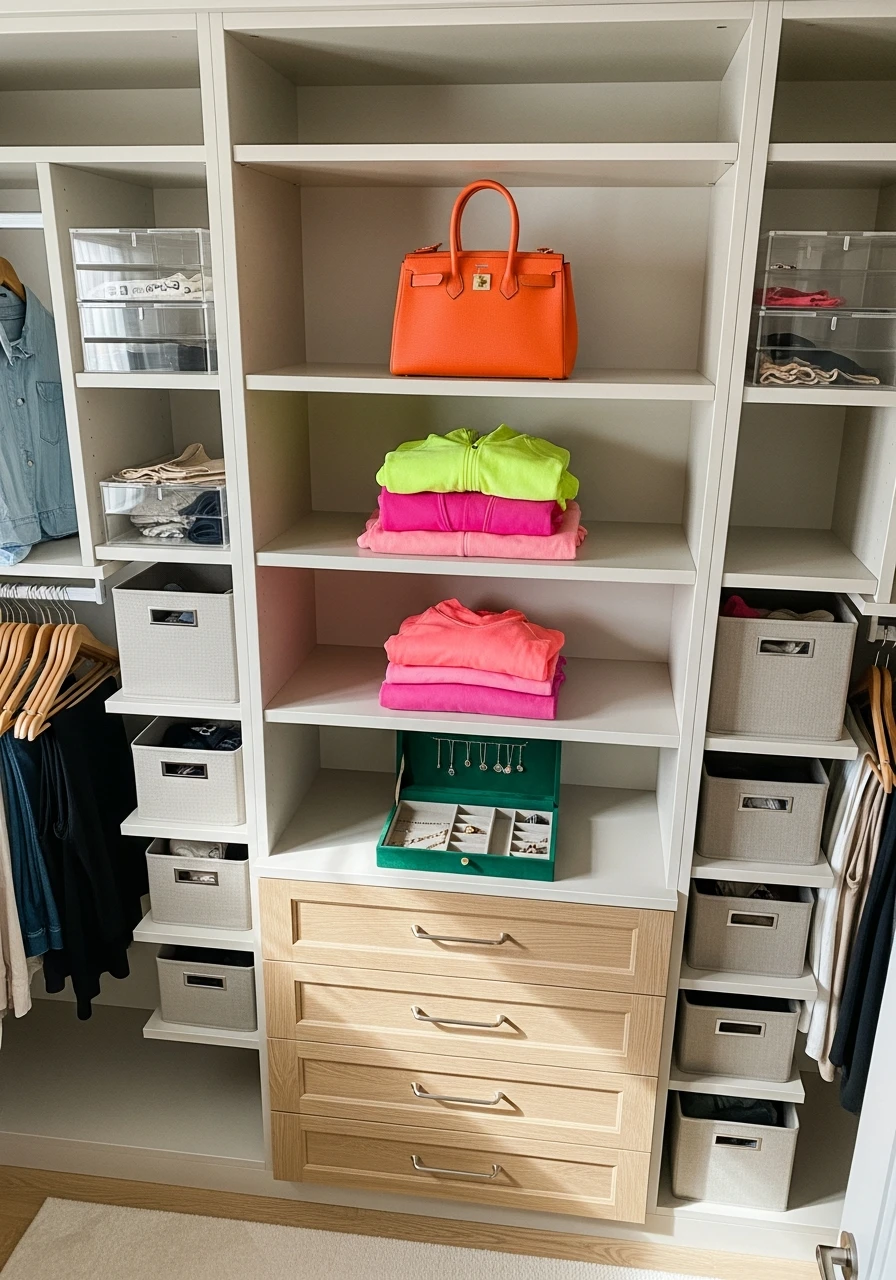 Add A Pop of Color - 50 Genius Walk In Closet Organization Ideas for a High-End Look
