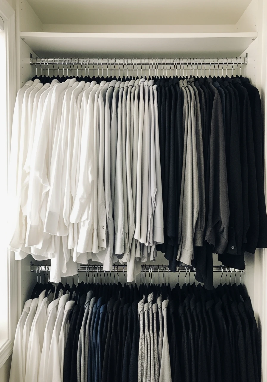 Color Code Your Clothes - 50 Genius Walk In Closet Organization Ideas for a High-End Look