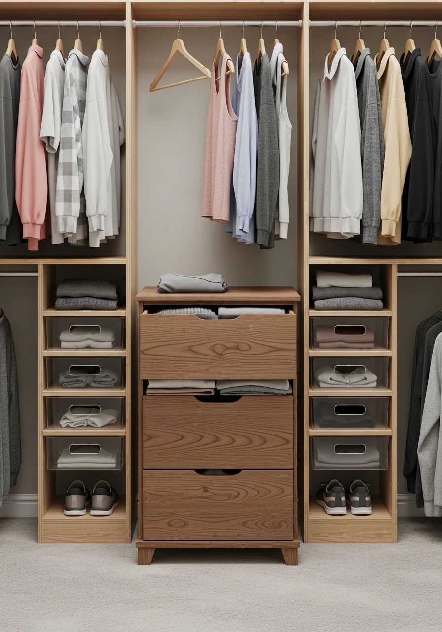 Add A Small Dresser - 50 Genius Walk In Closet Organization Ideas for a High-End Look