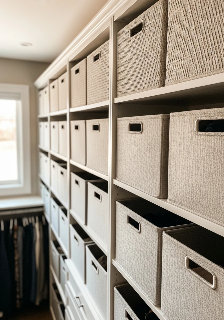 Uniform Storage Bins - 50 Genius Walk In Closet Organization Ideas for a High-End Look