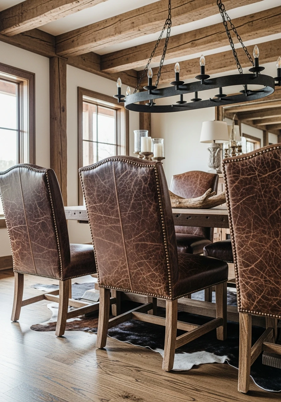 Leather Dining Seating - 50 Simple Ways to Get Western Home Decor Ranch Style