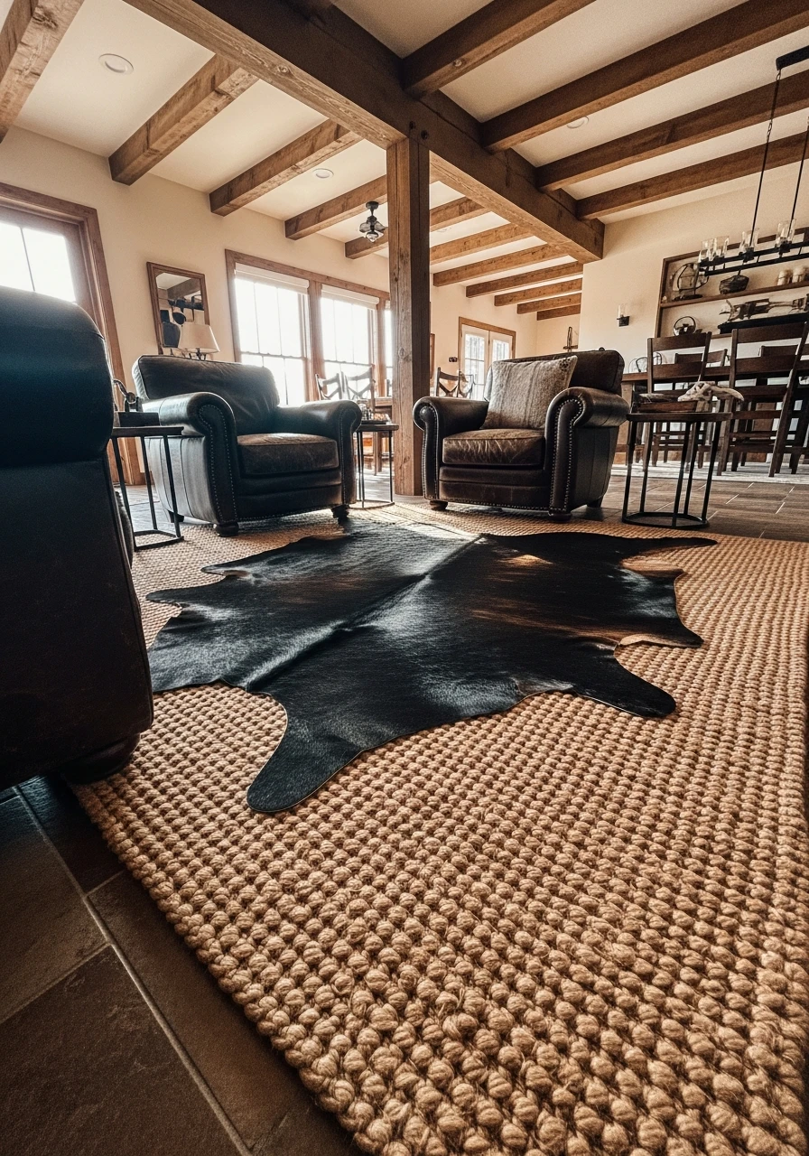 Layer Jute or Sisal Rugs - 50 Simple Ways to Get Western Home Decor Ranch Style