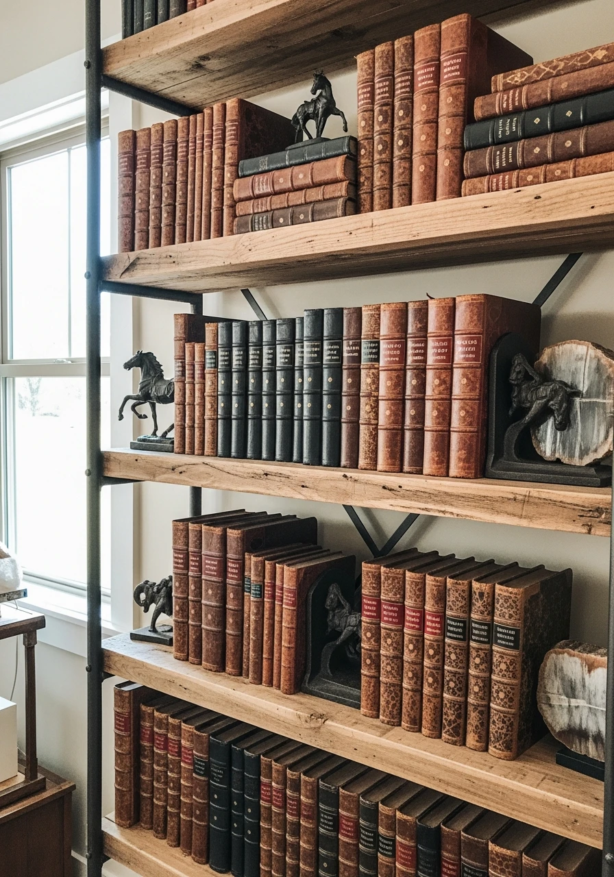 Use Leather-Bound Books - 50 Simple Ways to Get Western Home Decor Ranch Style