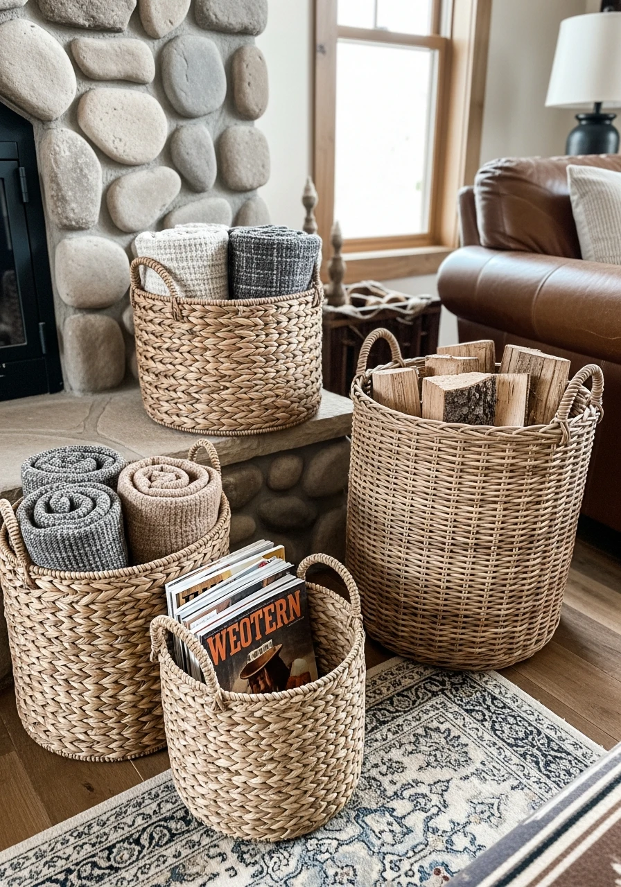 Woven Storage Baskets - 50 Simple Ways to Get Western Home Decor Ranch Style
