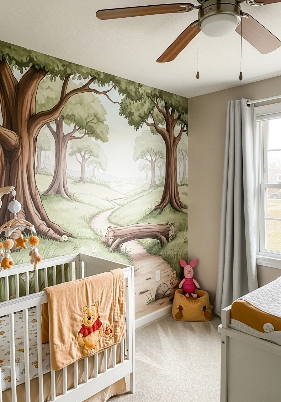 Hundred Acre Wood Mural - 50 Adorable and High-End Ideas for Your Winnie the Pooh Nursery