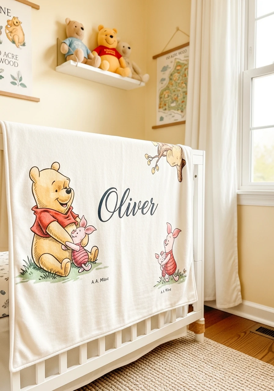 Personalized Pooh Name Blanket - 50 Adorable and High-End Ideas for Your Winnie the Pooh Nursery