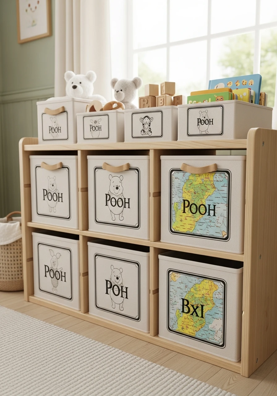 Wood Toy Storage Bins - 50 Adorable and High-End Ideas for Your Winnie the Pooh Nursery